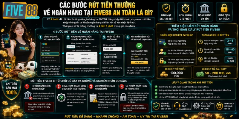Các Bước Rút Tiền Thưởng Về Ngân Hàng Tại FIVE88 An Toàn Là Gì?